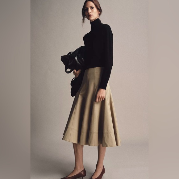 ZARA Tan A-Line TRENCH Skirt - Picture 6 of 9